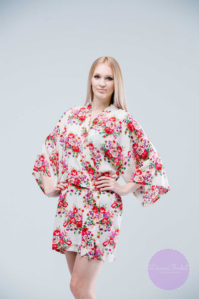 Bridesmaid Robes, 14 Colors, Bridesmaid Gift, Robe, Cotton Floral Robe, Getting Ready Robes, Wedding Robe, Kimono Robe