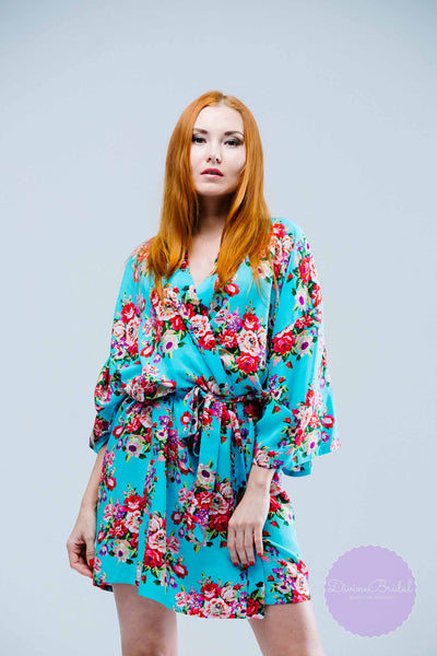 Bridesmaid Robes, 14 Colors, Bridesmaid Gift, Robe, Cotton Floral Robe, Getting Ready Robes, Wedding Robe, Kimono Robe