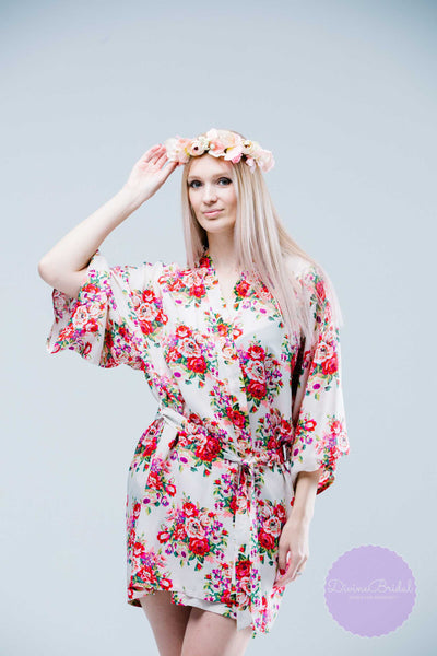 Floral Cotton Robes, Robes for Bridesmaids, Getting Ready Robes, Wedding Robes, Set of Bridesmaid Robes, Bridesmaids Gifts, Kimono